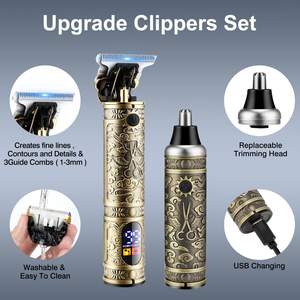 Kit de Barbier Professionnel Sans Fil pour Hommes, Tondeuse à Lame en T Rechargeable par USB, Kit de Coupe de Cheveux Réglable, pour Rasage de Barbe - Product Image 6