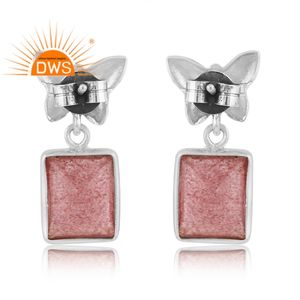 ต่างหูห้อยอัญมณีควอตซ์สเตอริโอเงินออกซิไดซ์สเตอร์เหมาะสำหรับเป็นของขวัญสำหรับผู้หญิง - Product Image 4