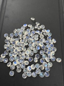 Gemas Gigli Rigli de Calidad Superior, Piedras Preciosas Sueltas de 5-6 mm, Corte Brillante, Piedra Lunar Arcoíris Blanca Sintética Creada en Laboratorio, Pulida en Azul - Product Image 2