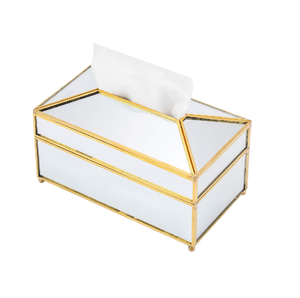 Caja de pañuelos de acrílico y latón Caja de pañuelos facial rectangular hecha a mano Caja de pañuelos dispensadora - Product Image 1