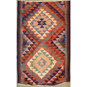 Un kilim Sanandaj vintage authentique noué à la main, unique en son genre, 5'10 x 4'3 - Product Image 1