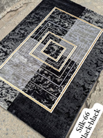 Tapis traditionnel en bambou shaggy Adiva Gaziantep, tissé jacquard, fabriqué à la machine, à poils longs, rembourré, antibactérien, antidérapant