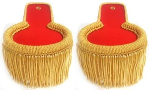 High Quality <b>Red</b> <b>Silk</b> Shoulder Epaulettes Fringe Marching Band Epaulette With Button Hole - Product Image 5