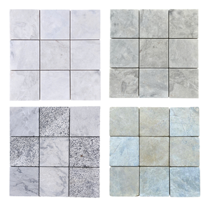 White Gray and Black Marble <b>Mosaic</b> Tile Square Tumble Finish Water Resistant Bathroom Interior Customization - Product Image 1