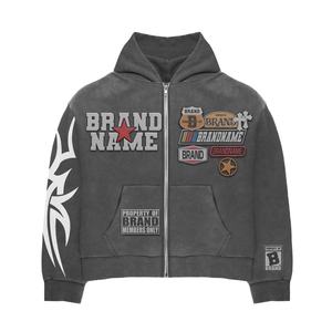 Sweat à capuche à épaules tombantes 100% coton pour hommes grande taille 6XL Logo brodé tissu français effet 3D imprimé hiver - Product Image 4