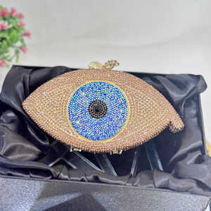 Elegante caja de cristal hecha a mano bolso de mano fiesta de noche monedero accesorios de boda de la India - Product Image 6