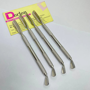 Empujador de cutículas de uñas duradero reutilizable de doble cara de acero inoxidable profesional logotipo personalizado herramienta para quitar uñas en forma de cuchara - Product Image 1