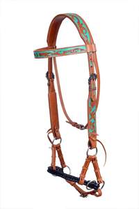 La mayoría de las ventas de brida Ecuestre para montar a caballo Bitless Turqouise Accent Western Bridle one ear Headstall a precio al por mayor - Product Image 3