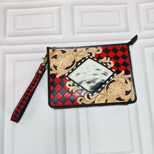 Sac bandoulière en cuir véritable Walla à carreaux et motifs floraux avec fermeture éclair, taille personnalisée, sac à main tendance pour femme - Product Image 4