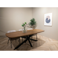 Ensemble de table à manger ovale pliante en bois massif de style danois, moderne, fait main, multifonctionnel, écologique, pour hôtel, centre commercial, maison, bureau