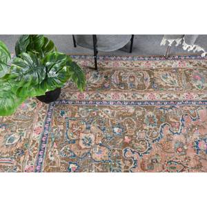 Tapis turc vintage 9.6x12.2 pieds rose marron tissage plat style classique pour les décorations de salon 4m de largeur - Product Image 5