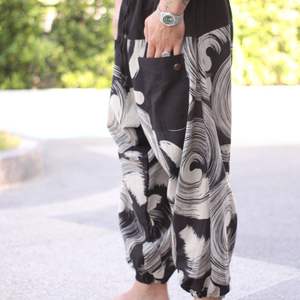 Thaïlande fait écologique respirant toile confortable coton sarouel léger taille élastique fermeture Style décontracté - Product Image 1