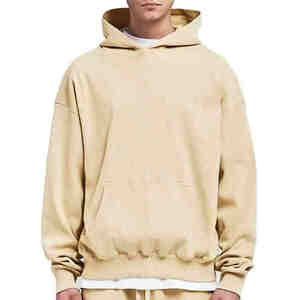 Nueva moda de los hombres Drop Shoulder Hoodies secado rápido antiarrugas básicos algodón mezclado streetwear sudaderas con capucha para hombres con su propio logotipo - Product Image 3