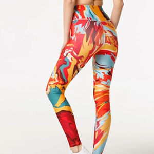 Leggings de yoga pour femmes à taille haute et longueur cheville, fermeture élastique à la taille, extensible dans les quatre sens, respirant, motif uni pour la course à pied - Product Image 2