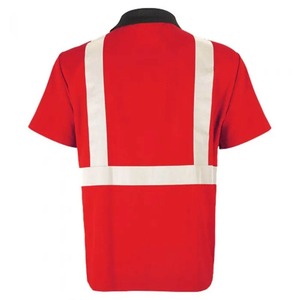 Camisa de manga corta de algodón 100% de alta visibilidad, camisa Polo de seguridad personalizada con logotipo con rayas reflectantes, ropa de trabajo Hivis - Product Image 6
