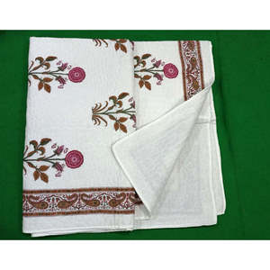 Couette en coton blanc de qualité supérieure, imprimé floral artisanal, motif Kantha, traditionnel de Jaipur, Razai pour lit et usage domestique - Product Image 2