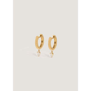 Solis Diamond <b>Huggie</b> Earrings with Ribbed Design - Product Image 1