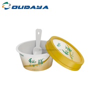 Contenedores de embalaje de yogur de 170ml con impresión IML Taza de pudín de helado de plástico con tapa y cuchara