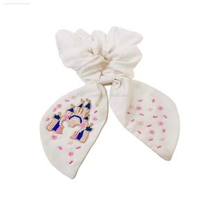 Customized Indian Hand Embroidery Seed Beaded <b>Scrunchies</b> Unique Hair Accessory with Classy Hair Clips - Product Image 3