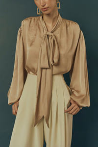 High Quality Golden Blouse for Women ODM Services Made in Vietnam Elegant Casual Style Plus Size Plaid Pattern for Autumn - Product Image 5