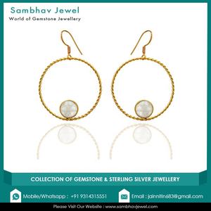 925 argent Sterling arc-en-ciel pierre de lune boucles d'oreilles créoles Style Unique mode plaqué or bijoux pour femmes pour fête ou cadeau de mariage - Product Image 2