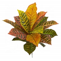 Soie artificielle Codiaeum variegatum feuilles Croton Plant pour salon, décoration de bureau et table d'étude
