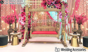 Outdoor Sangeet Stage Ceremony Golden Swing Arabian Theme Wedding Mehndi Night stage Jhula <b>set</b> Beautiful Jhula <b>set</b> Sydney Event - Product Image 3