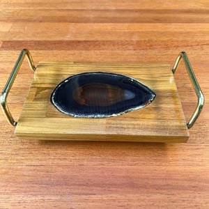 Élégant plateau de service à thé en bois de manguier de grande taille avec poignées en résine Forme personnalisée Design unique pour servir du chocolat également - Product Image 3