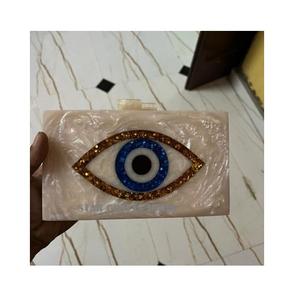 สุภาพสตรีอินเดียแบบดั้งเดิมเจ้าสาวคลัทช์กระเป๋ากระเป๋าถือหรูหราอินเดียกระเป๋าคริสต์มาสของขวัญออกแบบสี่เหลี่ยมผืนผ้ารูปร่างเรซิ่นคลัทช์ - Product Image 2