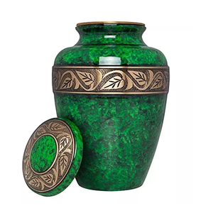 ที่ใส่เถ้ากระดูกทองเหลืองแกะสลักทำด้วยมือมีลวดลายพิมพ์ดิจิตอลสำหรับมนุษย์ทำจากไม้โกศสีเขียวแกะสลักได้ตามต้องการเกรดที่ดีที่สุด - Product Image 1