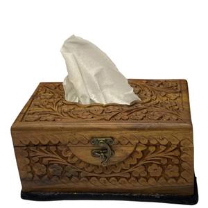 Caja de pañuelos de madera tallada a mano, dispensador de pañuelos decorativos de estilo lujoso para baño y hogar, disponible en más diseño y tamaño - Product Image 6