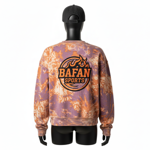 Sudadera para Mujer con Efecto Deslavado al Sol, Felpa Vintage, Color Naranja Morado, Talla Grande, Logotipo Personalizado, Lavado Ácido, Transpirable - Product Image 2