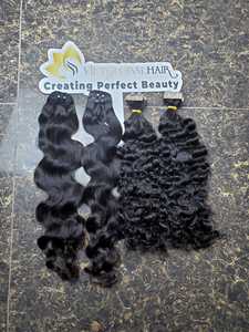 Haute qualité 100% extensions de cheveux humains vierges crus Double bande de trame de peau dessinée Style de vague profonde lâche - Product Image 2