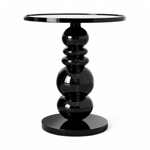 <span class=keywords><strong>Tavolo</strong></span> rotondo in metallo con lacca nera elegante tavolino lucido per case contemporanee - Product Image 5