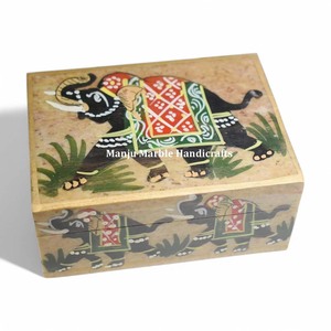 Elefante de calidad superior, diseño tallado, forma Rectangular, caja de regalo de esteatita, accesorio de joyería, caja tallada con diseño Animal - Product Image 1