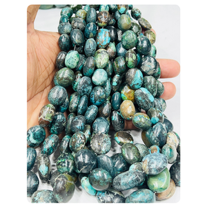 Hilo de 14 pulgadas de grado AAA de turquesa tibetana Natural, forma ovalada suave, cuentas de piedras preciosas sueltas, tamaño de 18-25mm - Product Image 1