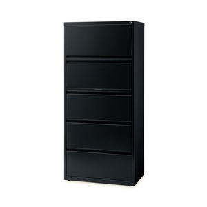Armoire à dossiers latérale Alera 26144 noire avec 5 tiroirs pour dossiers de format légal/lettre/A4, 30 pouces. X 18,62 pouces. X 67,62 pouces. - Product Image 2
