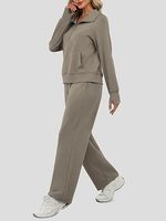 Ensemble de survêtement d'hiver pour femme, coupe régulière, imprimé, délavé à l'acide, respirant, séchage rapide, en maille douce, tenue décontractée, 100% coton
