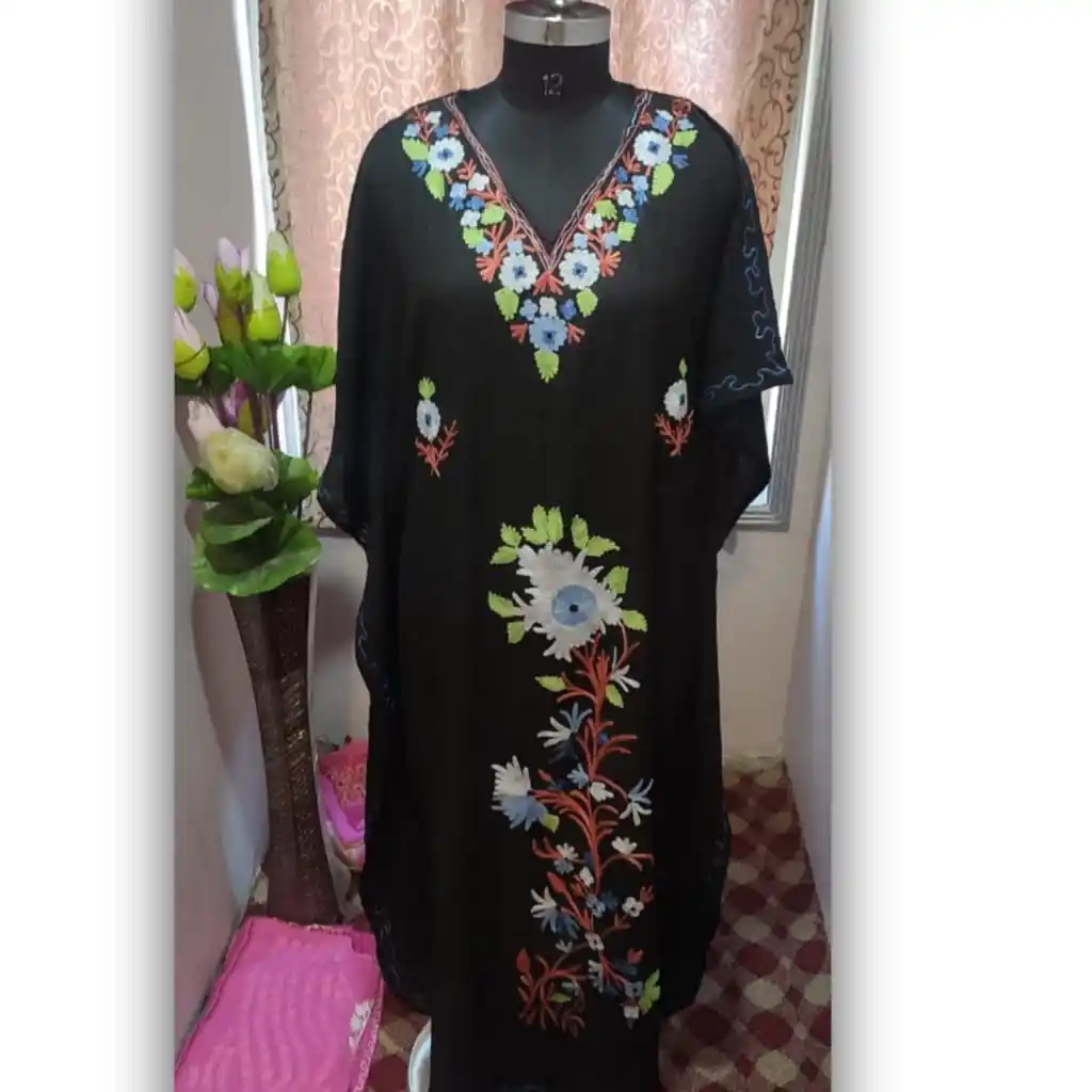 Kasmiri Cotton Embroidered Beach Wear Dress Holiday Robe Bikini Cover UP Suntan Tunic Dress