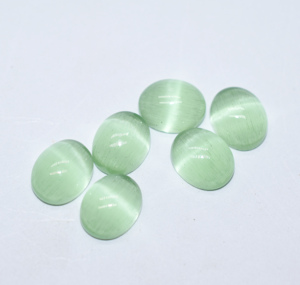 Cabujones ovalados de ojo de gato Prehnita de laboratorio, piedras preciosas calibradas de ojo de gato 6X4mm 8X6mm 10X8mm, piedras preciosas sueltas para la fabricación de joyas - Product Image 4