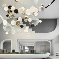 Lustre LED sans fil à hauteur réglable, personnalisé et non standard, pour décoration de plafond intérieur, éclairage de bureau, hôtel, villa