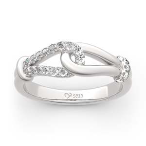 แหวนแต่งงานเงินสเตอร์ลิงลายปมรักสำหรับผู้หญิง - Product Image 1