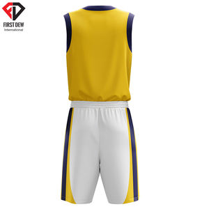 Conjunto de uniforme de baloncesto para hombre, de cuello redondo Camiseta sin mangas, 100% poliéster, estampado por sublimación, personalizado, transpirable - Product Image 3