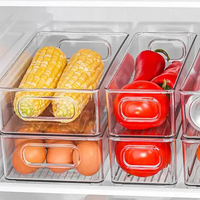 Organisateurs de réfrigérateur en plastique transparent empilables de haute qualité Paniers d'organisation et de rangement de garde-manger en plastique Bin d'organisateur de réfrigérateur