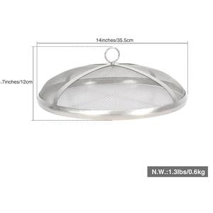 Couvercle de foyer rond en acier inoxydable avec écran en maille et poignée, écran anti-étincelles pour foyer extérieur, patio, jardin - Product Image 6