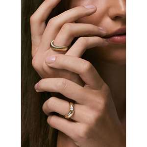 Demi Coil Ribbed Band <b>Ring</b> Fashionable Adjustable 14k Solid Gold Unisex 3.5mm Eternity <b>Ring</b> Trendy Gold Plated Gift - Product Image 2