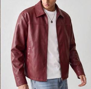 Chaqueta de Motero de Cuero PU Impermeable para Hombre con Cuello con Cierre, Forro de Poliéster, Personalizable, Ropa Exterior Casual de Invierno - Product Image 5