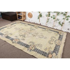 Tapis vintage 6,4 x 9,7 pieds, tapis turc, tapis oriental en laine beige - Product Image 4