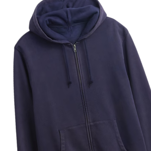 Sudadera con capucha y cremallera azul marino, chaqueta polar Unisex, ropa de calle, sudadera informal de gran tamaño, sudaderas con capucha y cremallera completa para invierno - Product Image 2