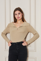 Jersey de punto acanalado para mujer, suéter con cuello chal, ropa larga informal para verano, otoño e invierno, transpirable, patrón anticontracción